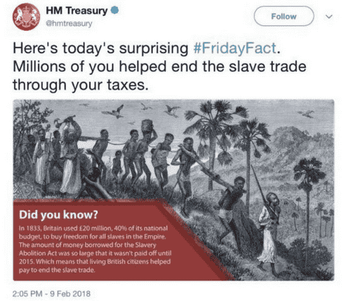 a hastily deleted tweet about slavery