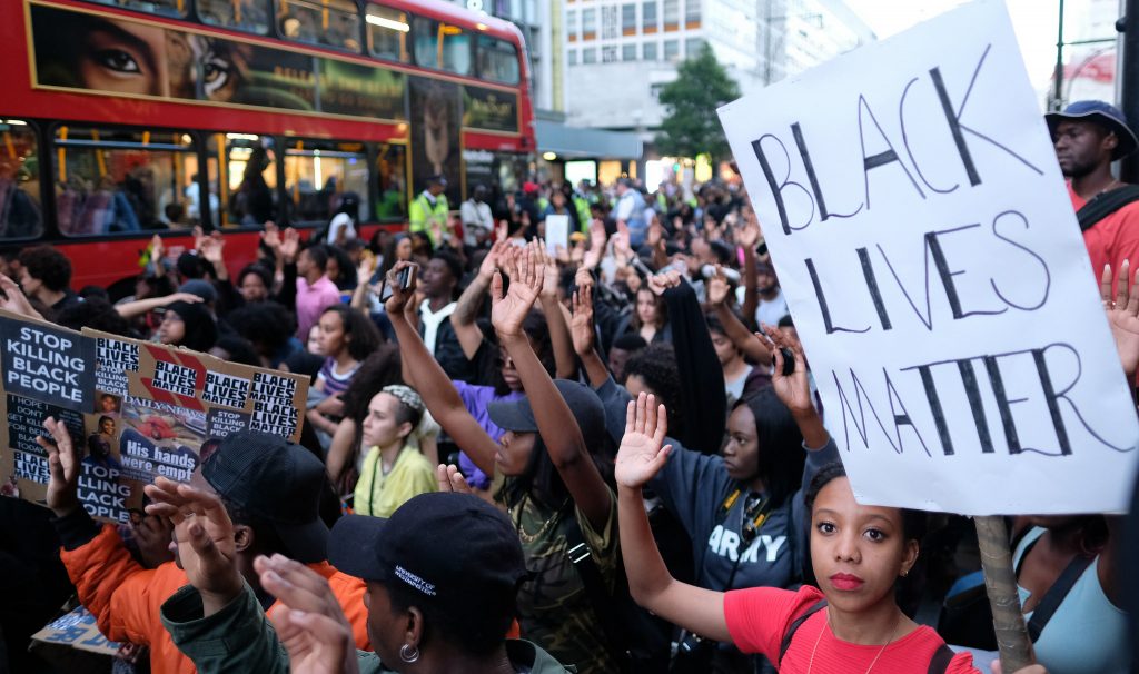 Protesters at Black Lives Matter demonstration