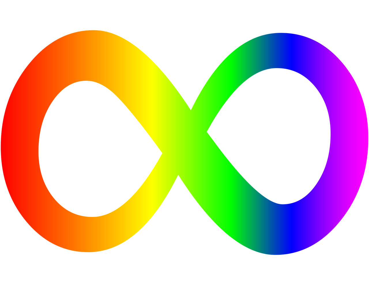 A multi-coloured infinity symbol representing neurodiversity.