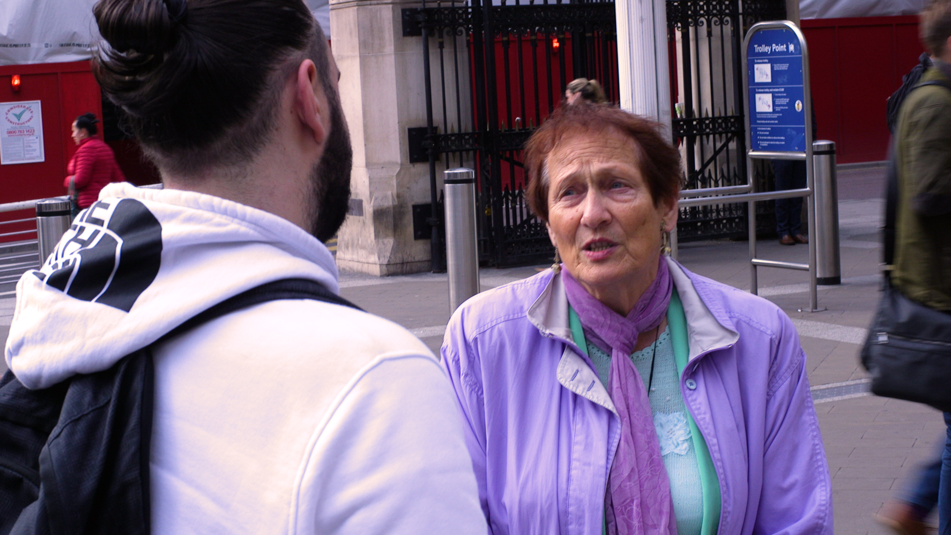 Holocaust survivor Ruth educates a young man about Kindertransport in London