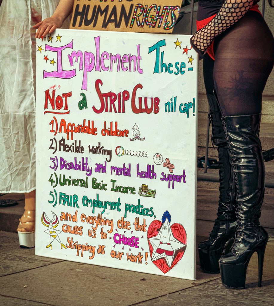 A sign suggesting implementations councils should use instead of banning strip clubs