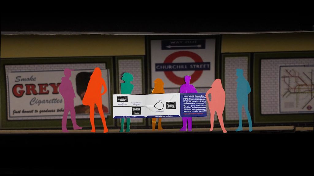 A animation of people are waiting for the tube